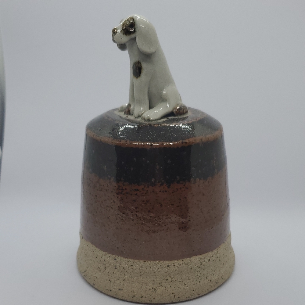 Ceramic Dog Figurine with Brown and Cream Accents